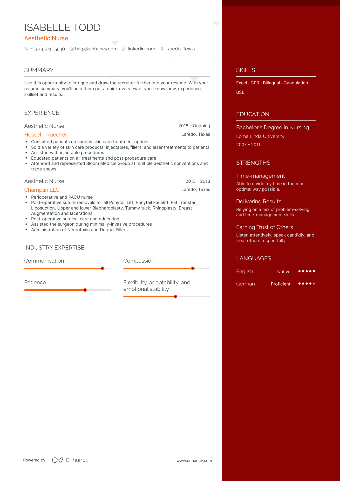 Aesthetic Nurse Resume Examples And Guide For 2023 Layout Skills Keywords And Job Description 6846